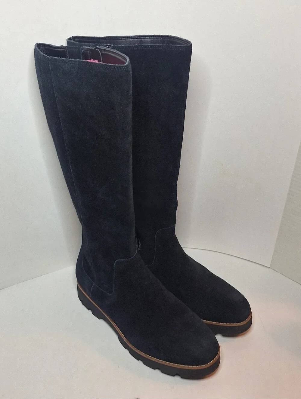 Vionic Gwen Boots Women's US 7 W  Black Suede Zipper Knee High Water Repellent